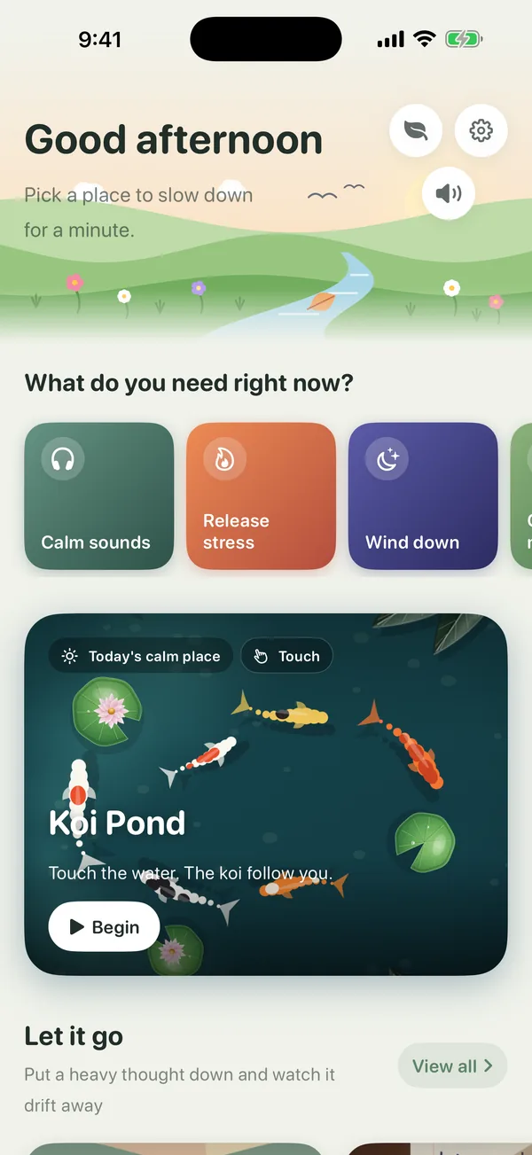 Pocket Meadow home screen